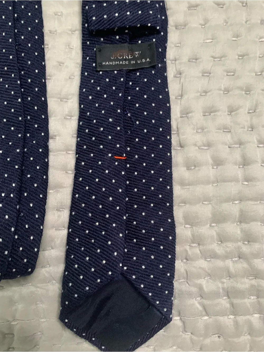 J. Crew Navy Tie with Small White Dot Pattern